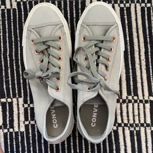 Converse light green thick sole shoes